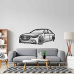 S Class W223 2021 Angle Silhouette Metal Wall Art